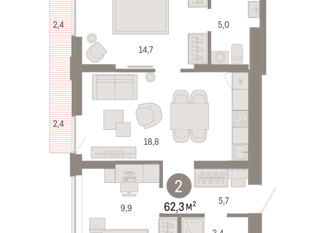 62.00 м² | 7 - 8 эт.