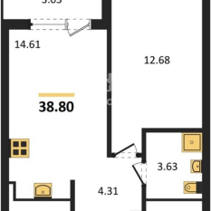 1-к квартира | 38.80 м² | 22 - 26 эт. 41