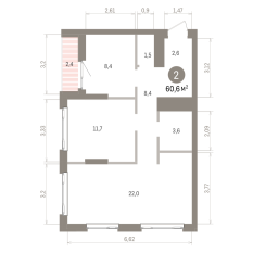 60.00 м² | 19 - 25 эт. 00