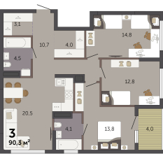 90.30 м² | 15 - 32 эт. 00