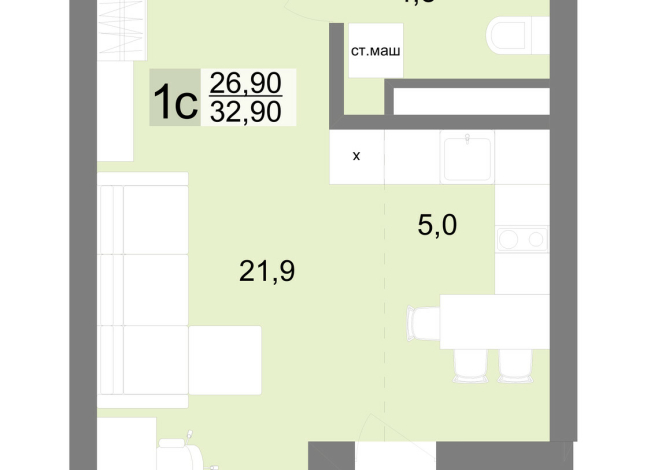 32.60 м² | 22 - 26 эт.