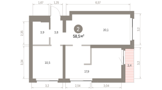 59.00 м² | 5 - 9 эт.