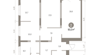 93.00 м² | 16 - 17 эт.