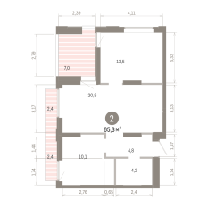 65.00 м² | 4 - 6 эт. 00