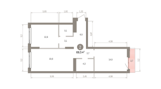 69.00 м² | 5 - 7 эт.