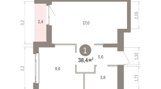 38.00 м² | 5 - 7 эт.