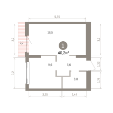 40.00 м² | 6 - 9 эт. 00