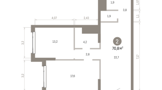 70.00 м² | 22 - 25 эт.