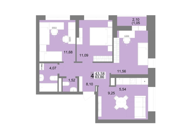64.60 м² | 18 - 27 эт.
