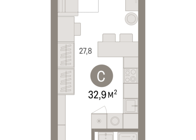 32.00 м² | 17 - 25 эт.