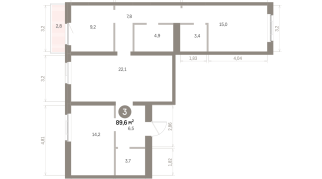 89.00 м² | 4 - 9 эт.