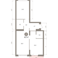 67.00 м² | 2 - 7 эт. 00