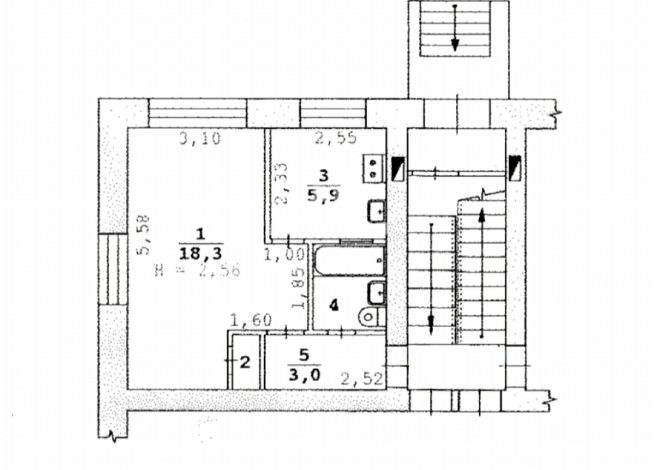 1-к квартира | 30.80 м² | 1 - 4 эт.