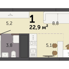 22.90 м² | 30 - 32 эт. 00