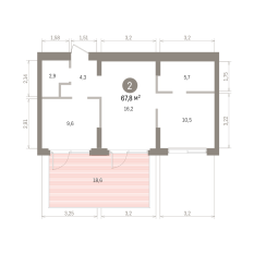 67.00 м² | 2 - 7 эт. 00