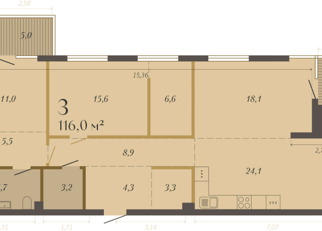 116.00 м² | 2 - 8 эт.