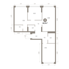 82.00 м² | 2 - 9 эт. 00