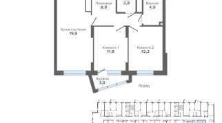 63.41 м² | 22 - 25 эт.
