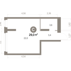 28.00 м² | 3 - 16 эт. 00