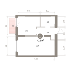 42.00 м² | 5 - 8 эт. 00