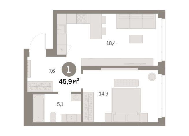 45.00 м² | 4 - 16 эт.