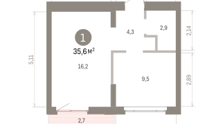 35.00 м² | 5 - 7 эт.