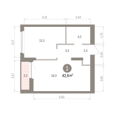 42.00 м² | 15 - 16 эт. 00