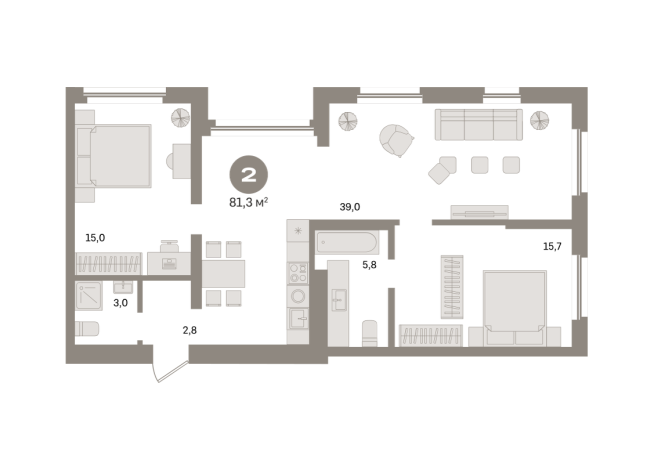 81.00 м² | 20 - 24 эт.