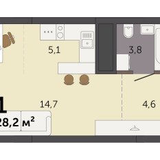 28.20 м² | 20 - 32 эт. 00