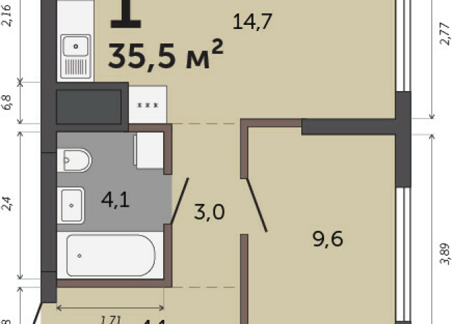 35.50 м² | 7 - 30 эт.