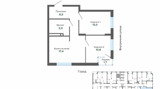 56.71 м² | 9 - 25 эт.