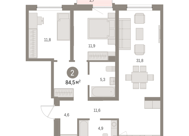 84.00 м² | 2 - 16 эт.