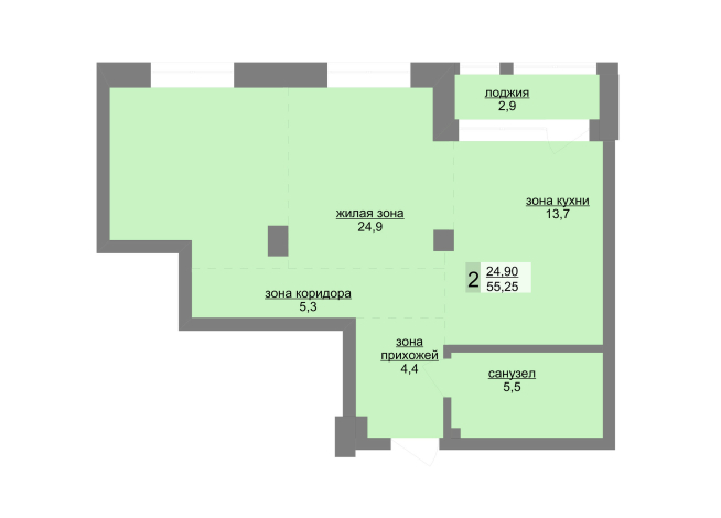 55.90 м² | 3 - 30 эт.