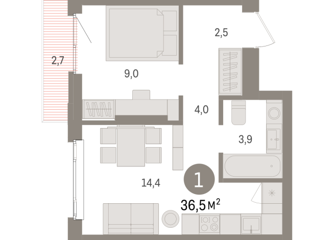 36.00 м² | 7 - 25 эт.