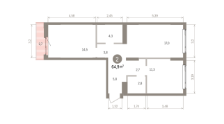 64.00 м² | 3 - 7 эт.