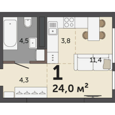 24.00 м² | 10 - 30 эт. 00