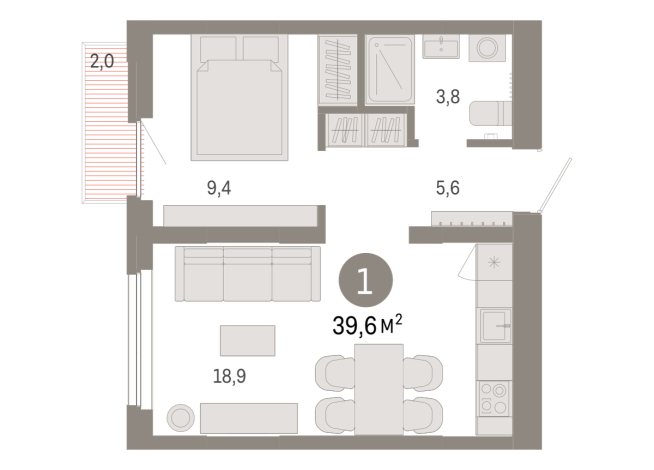 39.00 м² | 4 - 9 эт.