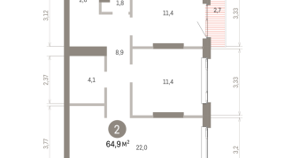 64.00 м² | 14 - 25 эт.