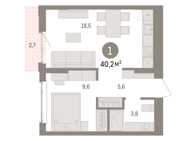 40.00 м² | 6 - 9 эт.