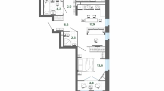63.71 м² | 15 - 18 эт.