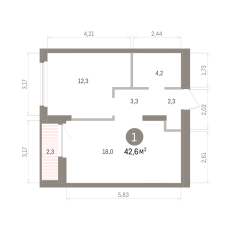 42.00 м² | 16 - 16 эт. 00