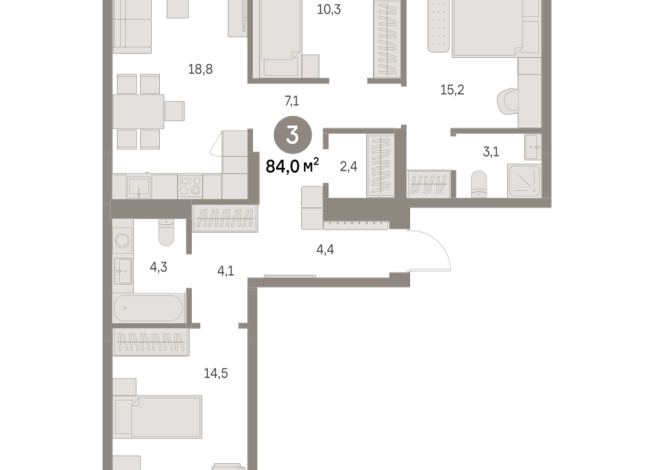 84.00 м² | 2 - 9 эт.