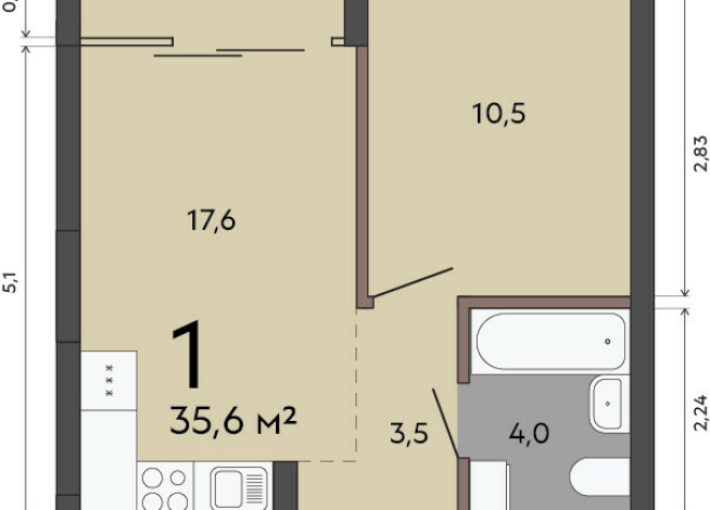35.60 м² | 15 - 15 эт.