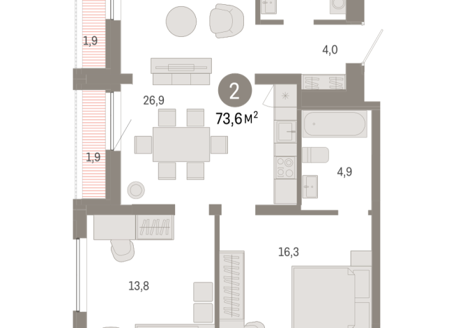 73.00 м² | 6 - 7 эт.
