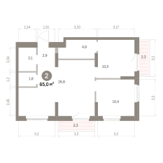 64.00 м² | 2 - 9 эт. 00