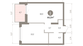 44.00 м² | 6 - 16 эт.