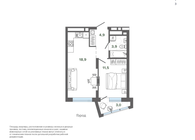 42.14 м² | 18 - 25 эт.