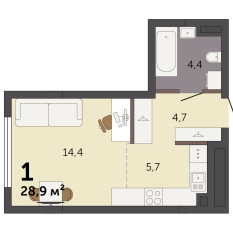 28.90 м² | 2 - 32 эт. 00