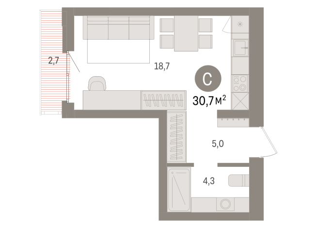 30.00 м² | 5 - 7 эт.