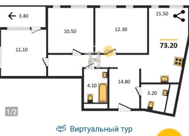 3-к квартира | 71.60 м² | 17 - 35 эт.